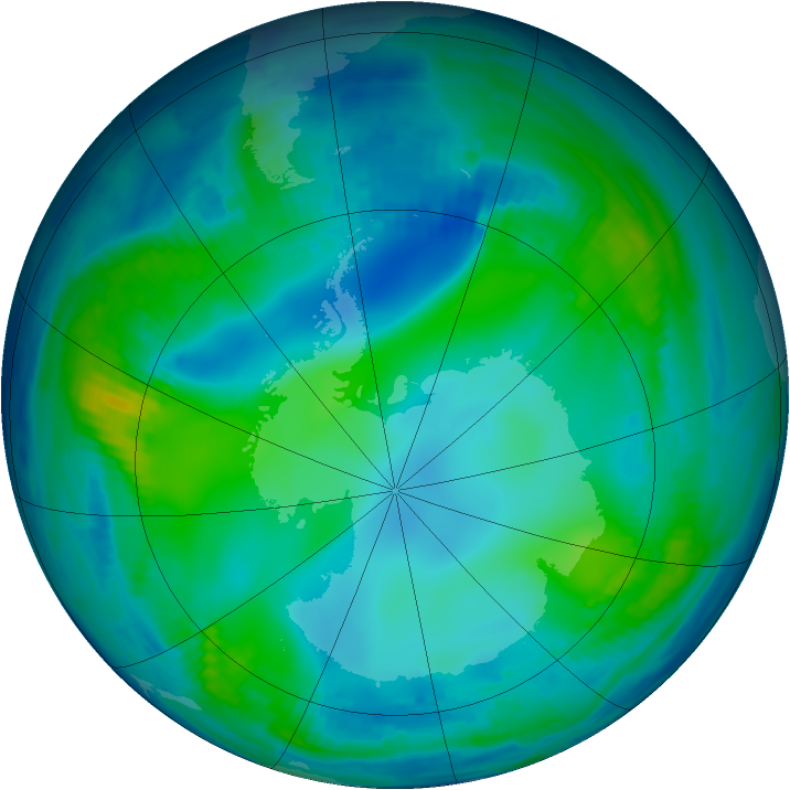 Antarctic ozone map for 30 May 1997